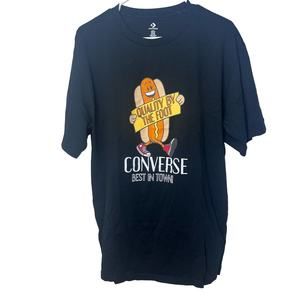 Converse Hot Dog Caricature Black Cotton T-Shirt Men's Size XXL